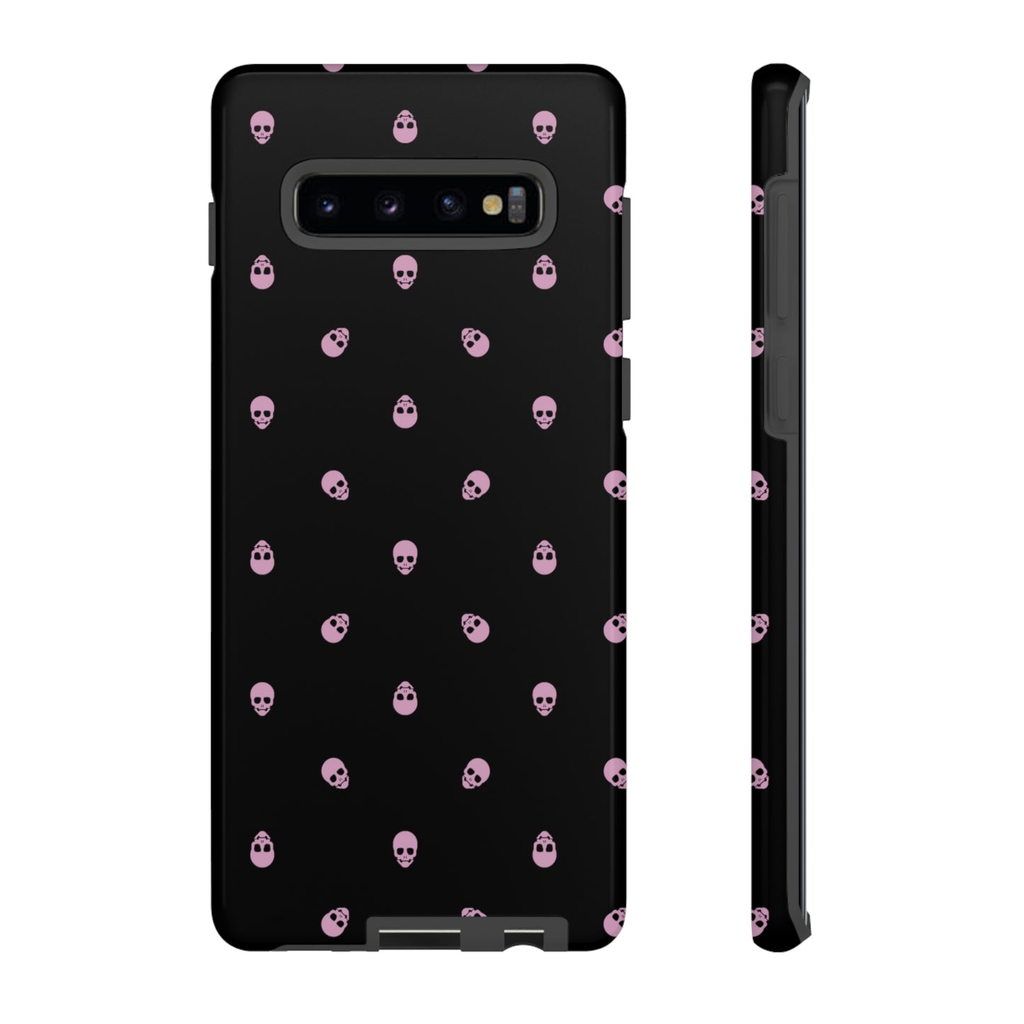 Tough Cases for Iphone, Samsung, Pixel - Fondant Pink Skulls Pattern on Black