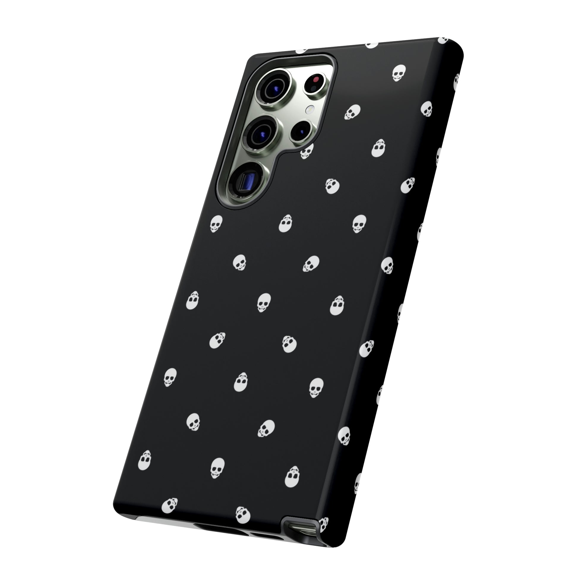 Tough Cases for Iphone, Samsung, Pixel - White Skulls on Black