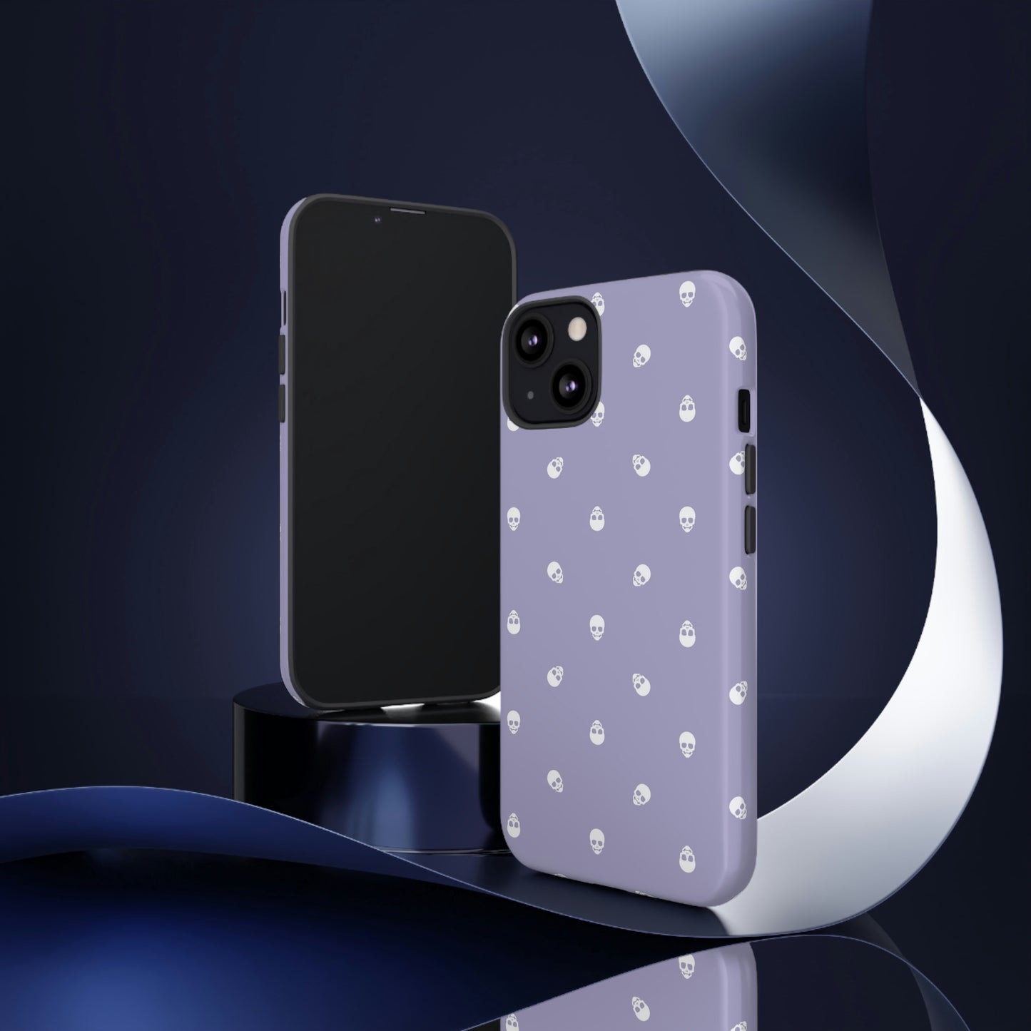 Tough Cases for Iphone, Samsung, Pixel - White Skulls Pattern on Digital Lavender