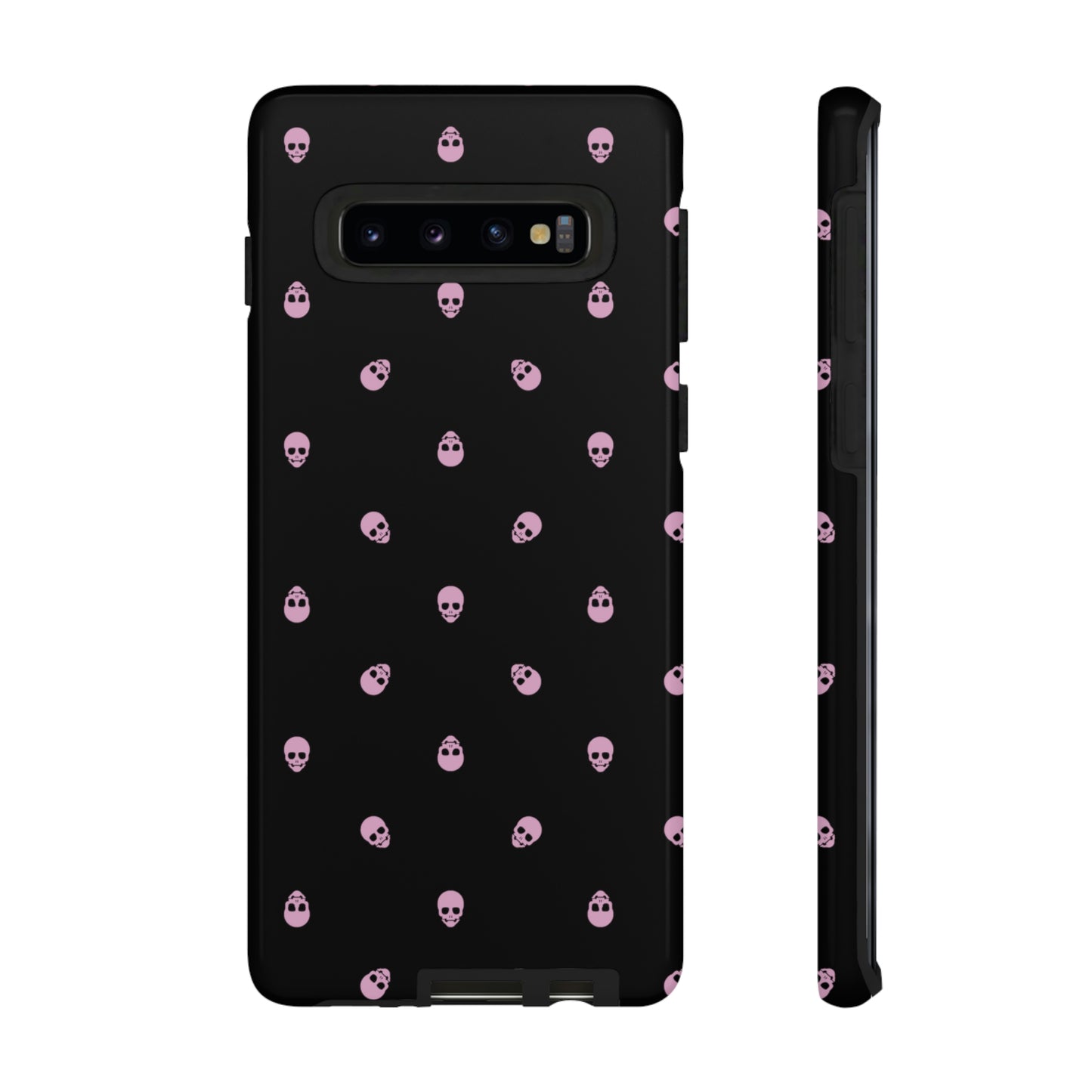 Tough Cases for Iphone, Samsung, Pixel - Fondant Pink Skulls Pattern on Black