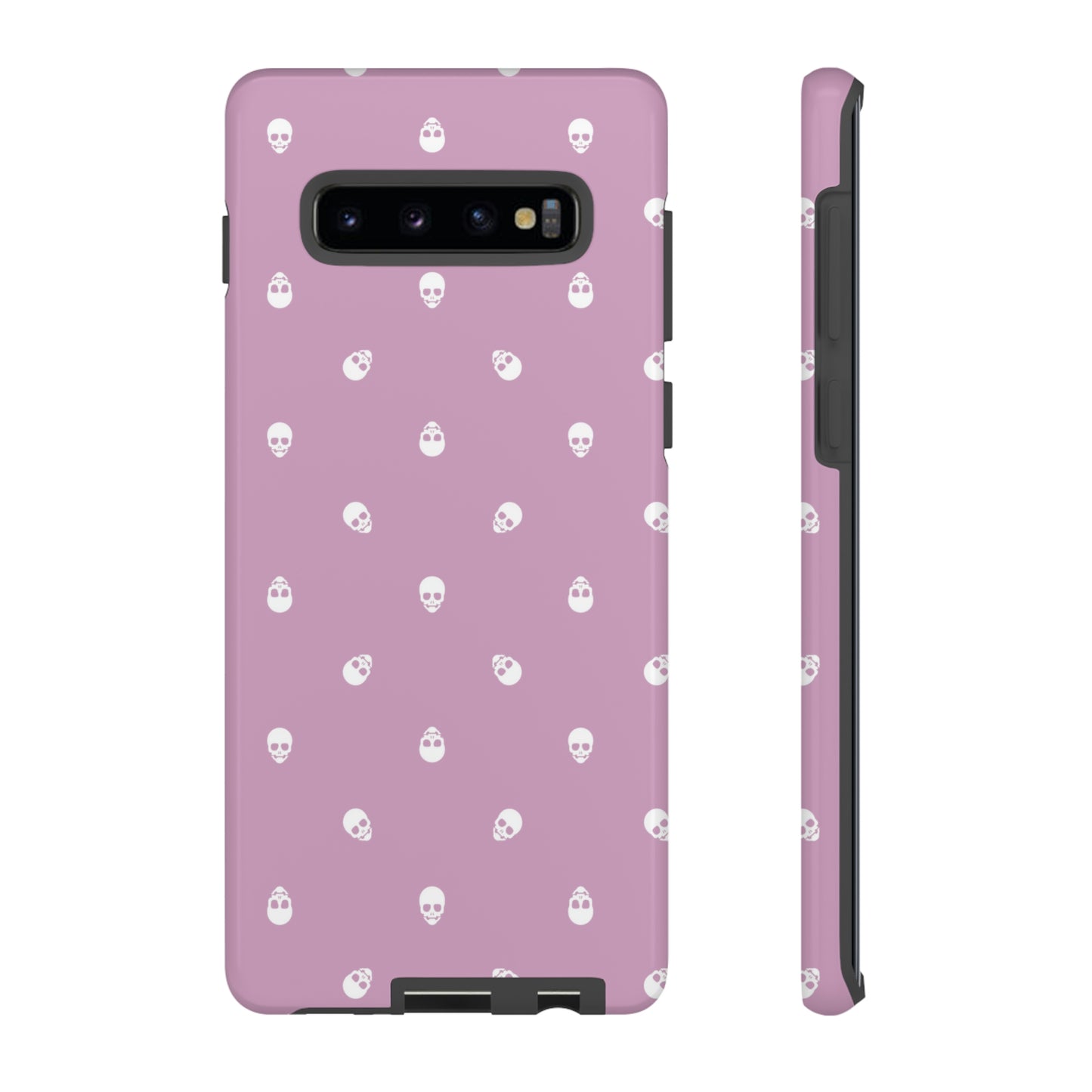 Tough Cases for Iphone, Samsung, Pixel - White Skulls Pattern on Fondant Pink