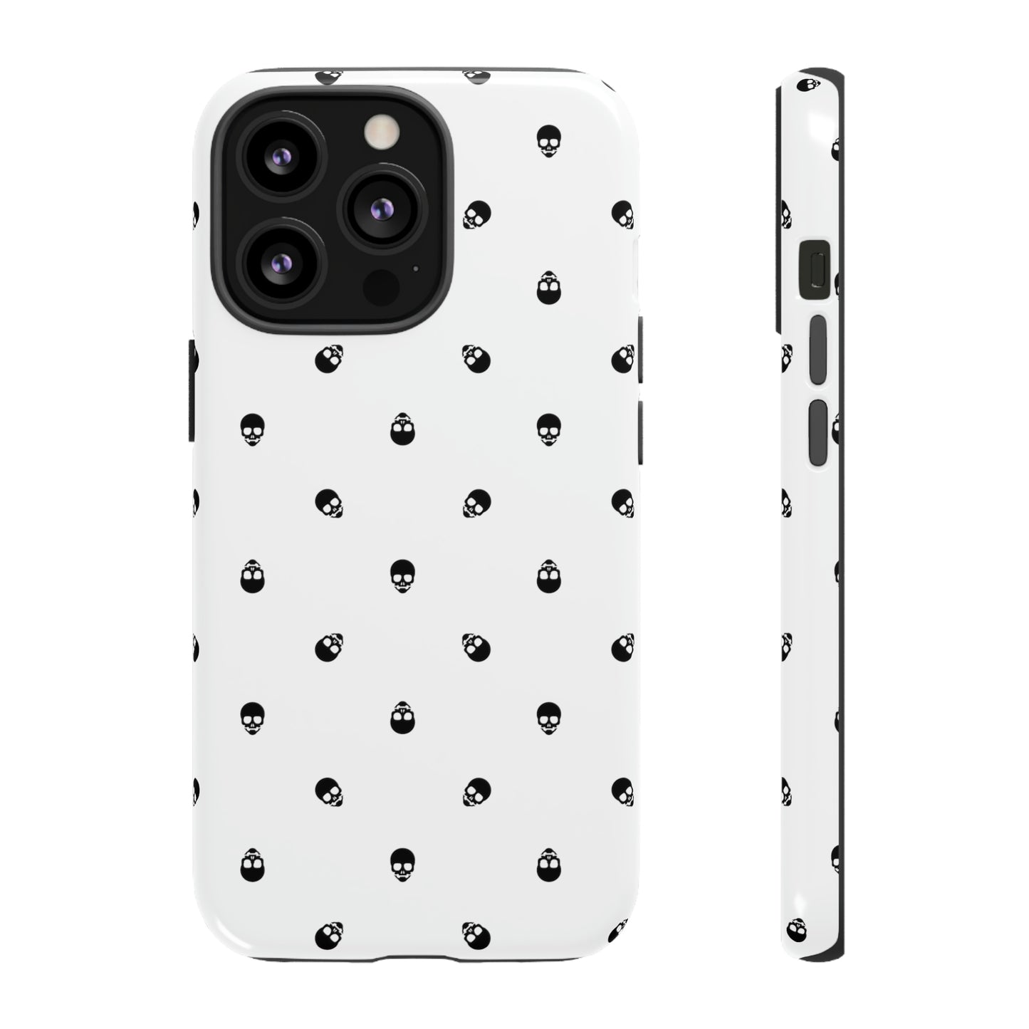 Tough Cases for Iphone, Samsung, Pixel - Black Skull Pattern on White