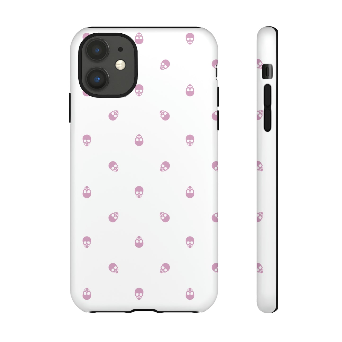 Tough Cases for Iphone, Samsung, Pixel - Fondant Pink Skull Pattern on White