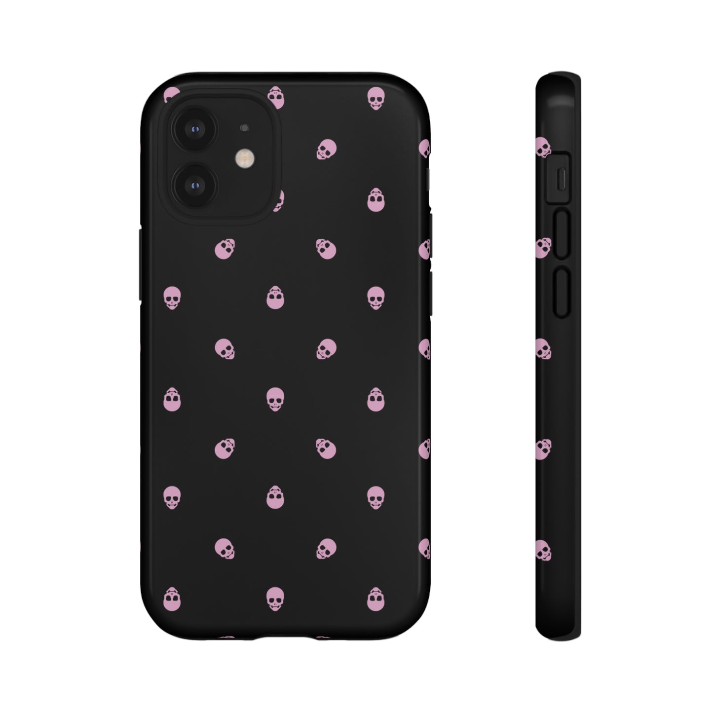 Tough Cases for Iphone, Samsung, Pixel - Fondant Pink Skulls Pattern on Black