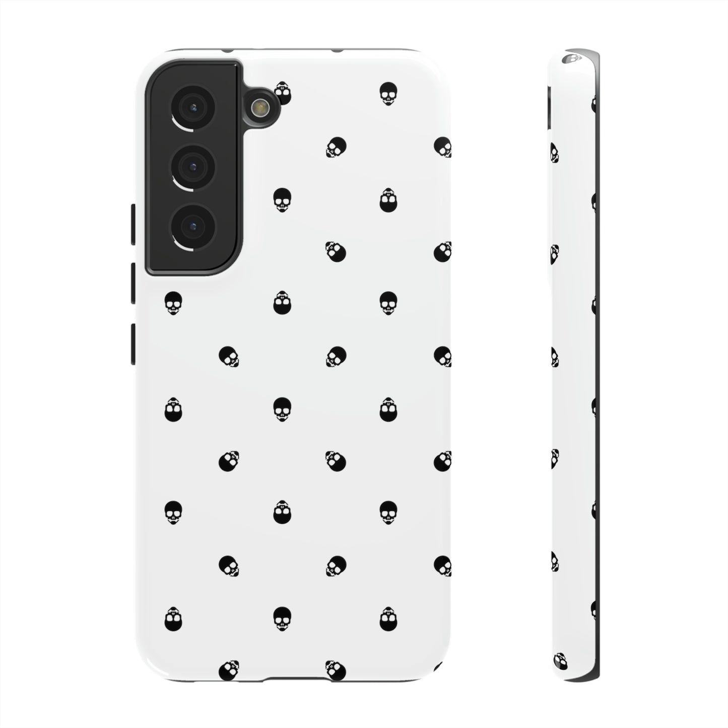 Tough Cases for Iphone, Samsung, Pixel - Black Skull Pattern on White