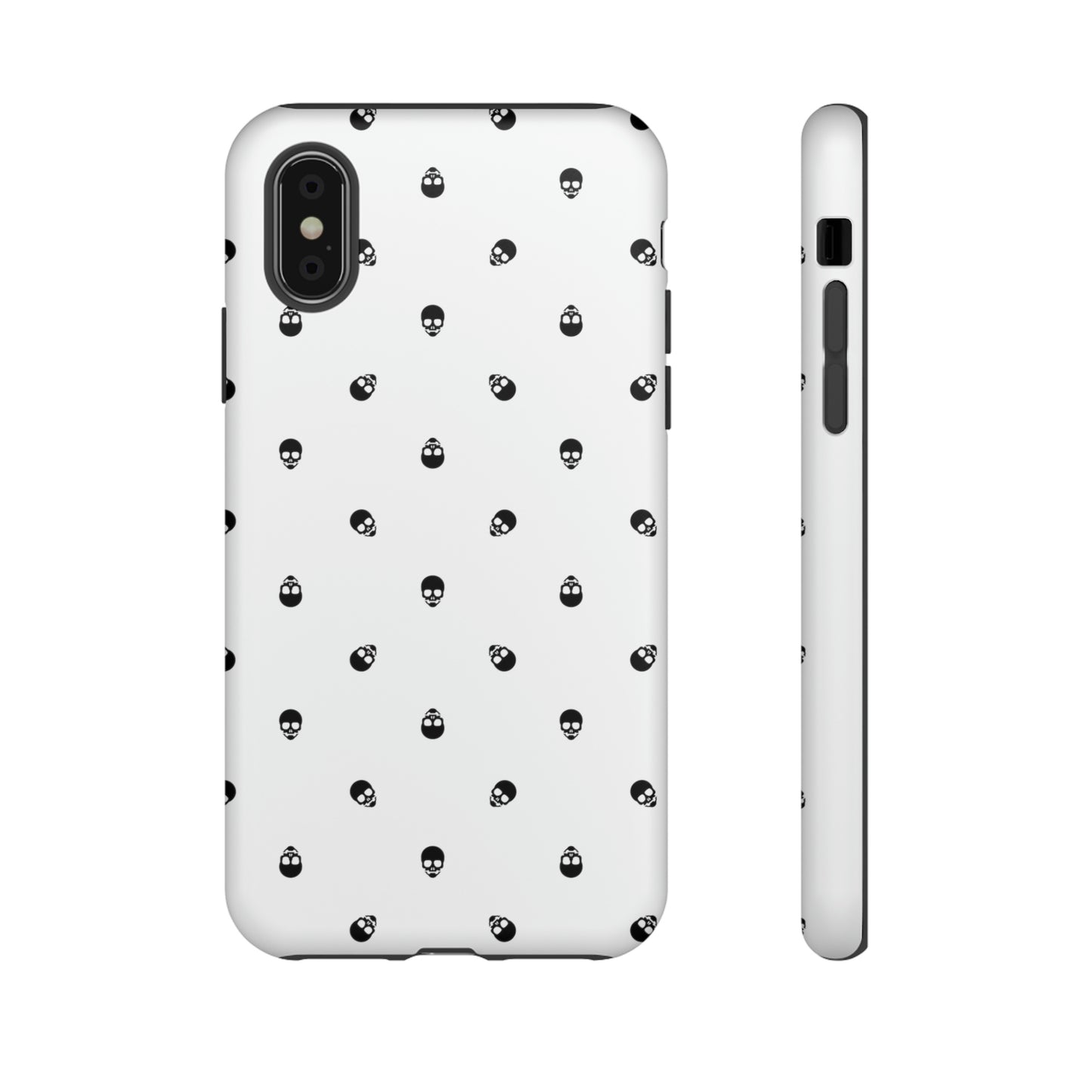 Tough Cases for Iphone, Samsung, Pixel - Black Skull Pattern on White