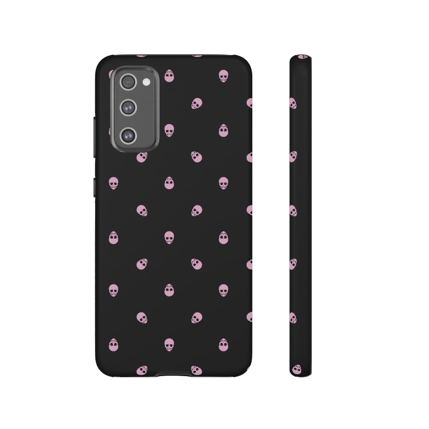 Tough Cases for Iphone, Samsung, Pixel - Fondant Pink Skulls Pattern on Black