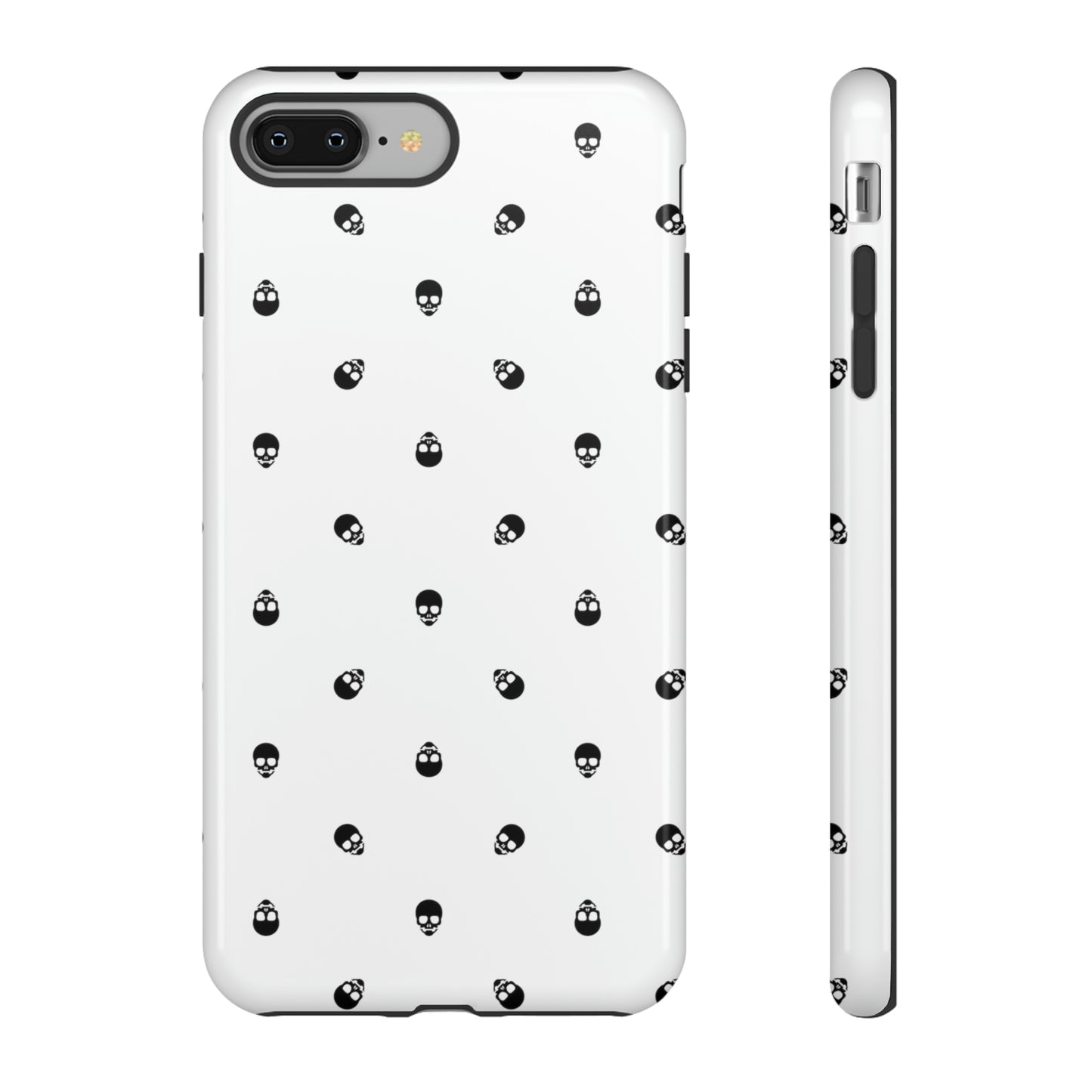 Tough Cases for Iphone, Samsung, Pixel - Black Skull Pattern on White