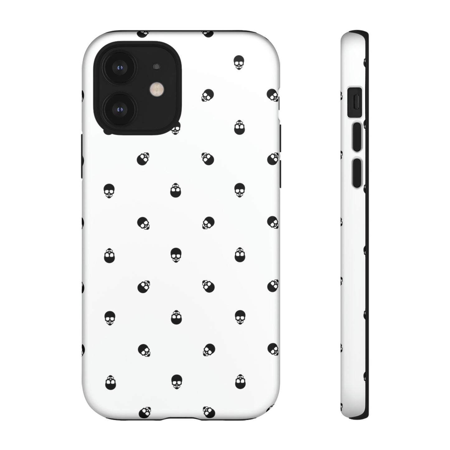 Tough Cases for Iphone, Samsung, Pixel - Black Skull Pattern on White