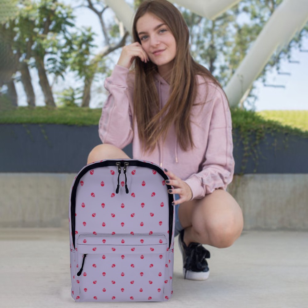 Backpack in Digital Lavender with Viva Magenta Skull Pattern