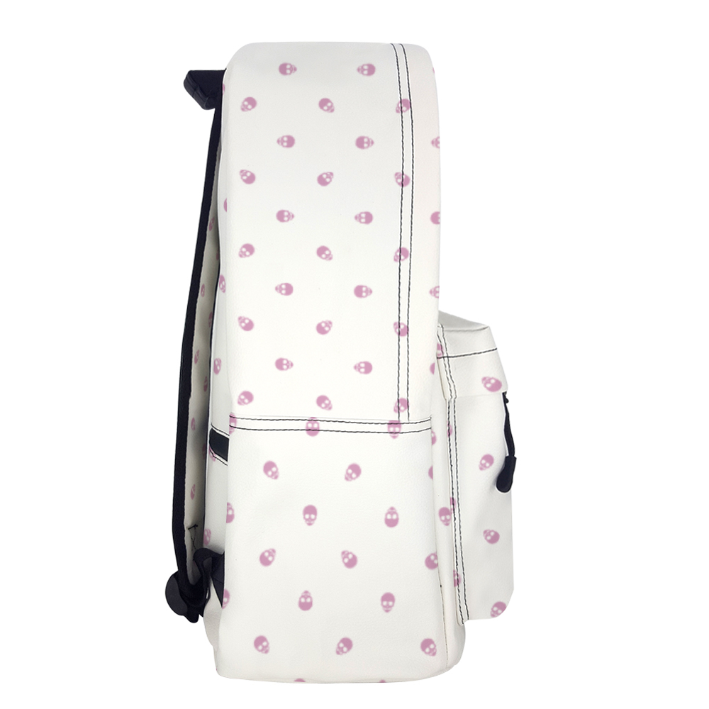 Backpack in White with Fondant Pink Skull Pattern