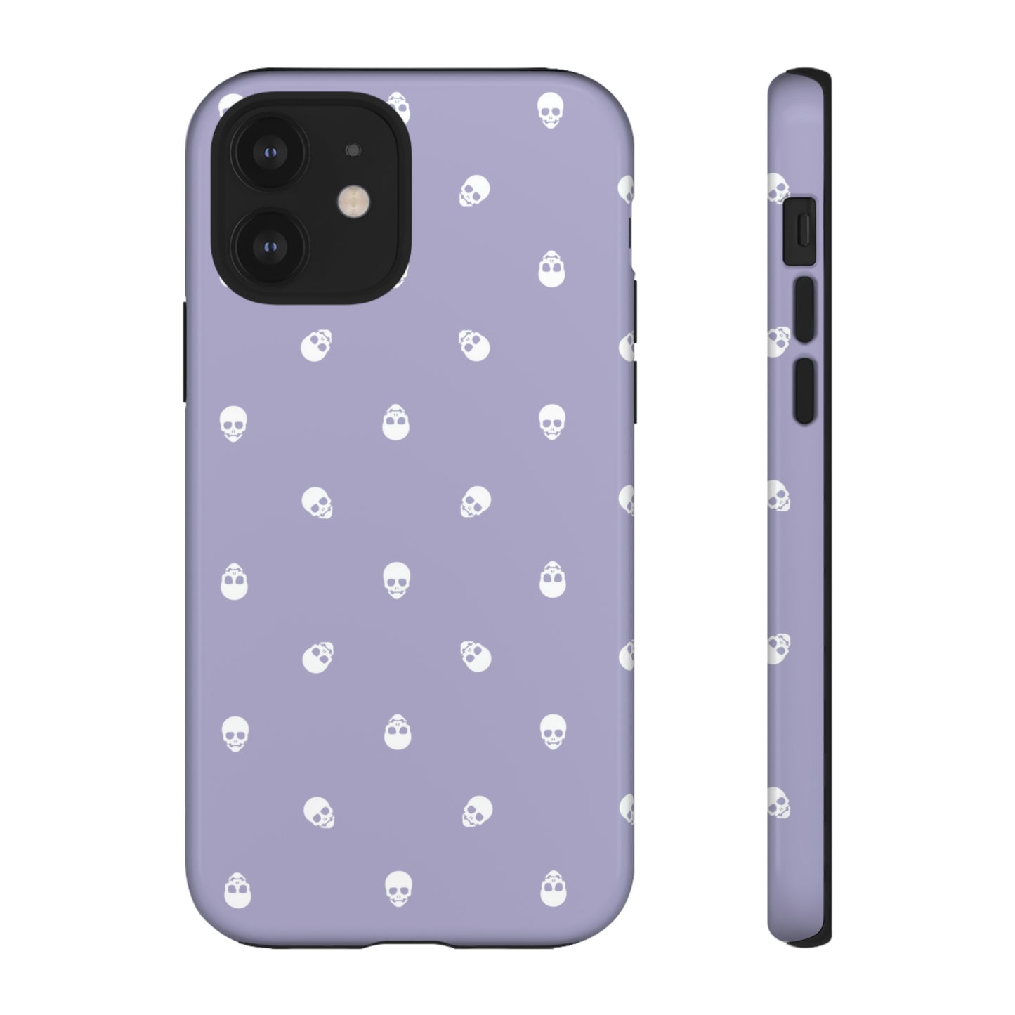 Tough Cases for Iphone, Samsung, Pixel - White Skulls Pattern on Digital Lavender