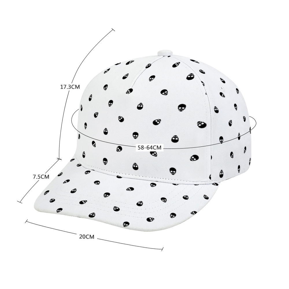 White with Black Skulls Baseball Cap