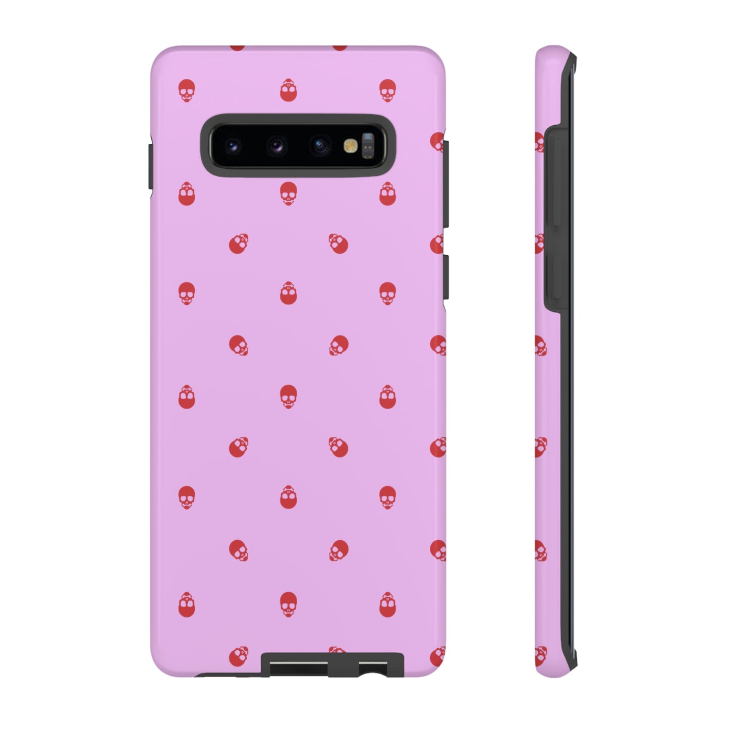 Tough Cases for Iphone, Samsung, Pixel - Luscious Red Skulls on Fondant Pink