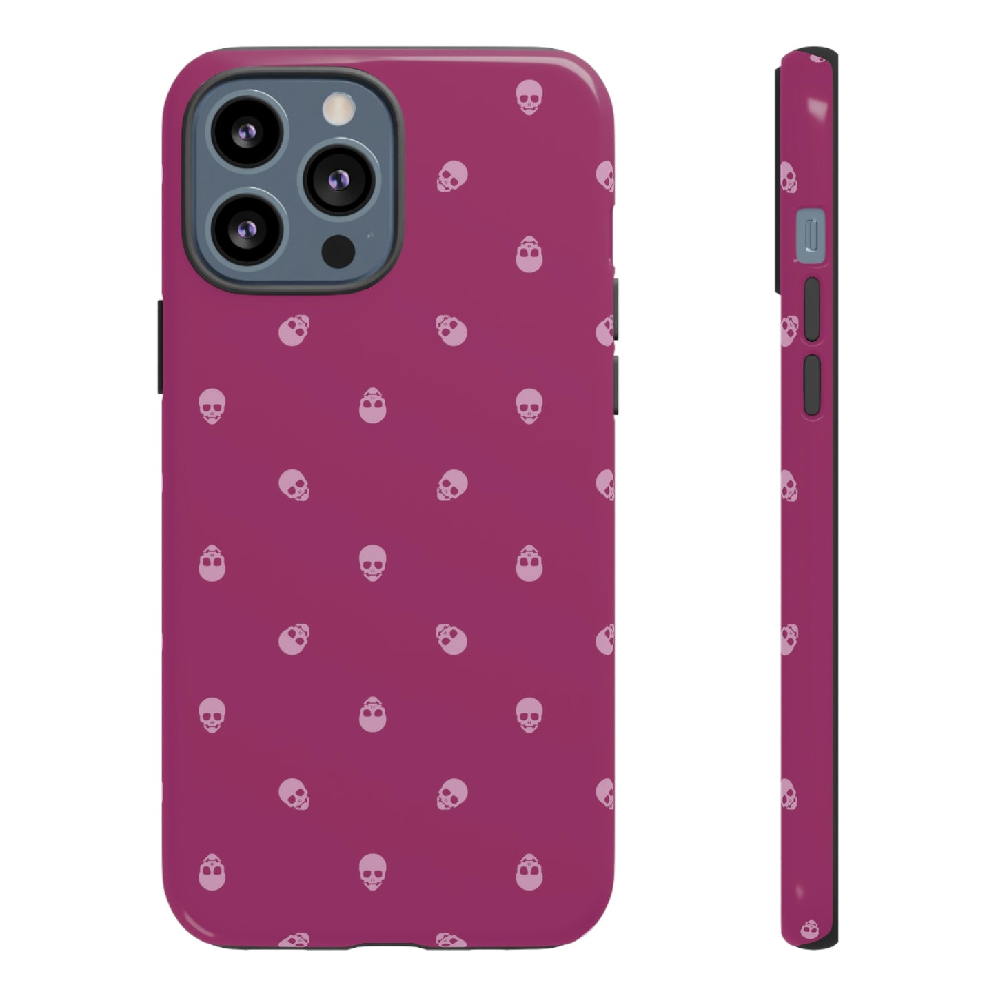 Tough Cases for Iphone, Samsung, Pixel - Fondant Pink Skulls Pattern on Orchid Flower