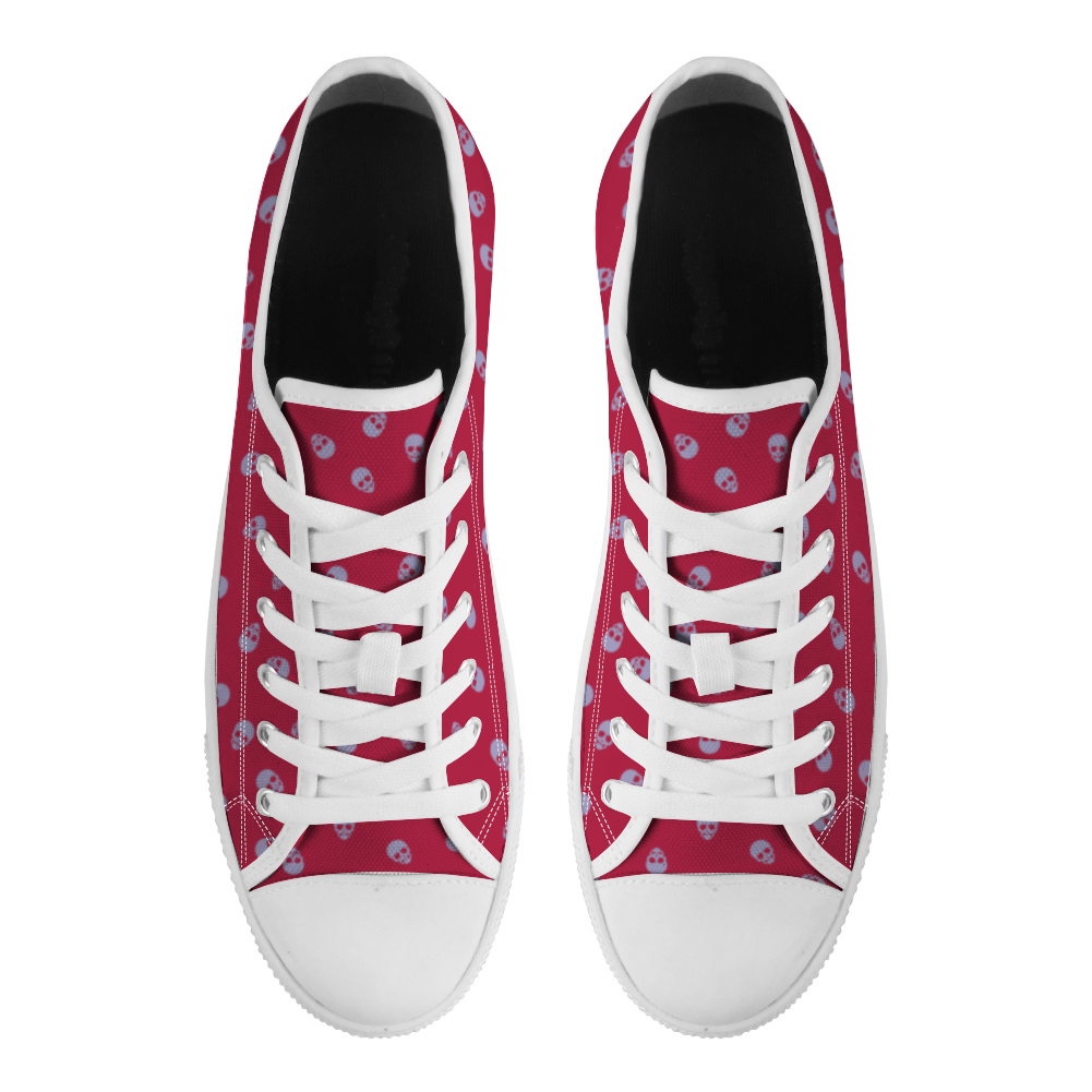 Low Top Canvas Skull Sneakers in Viva Magenta and Digital Lavendar