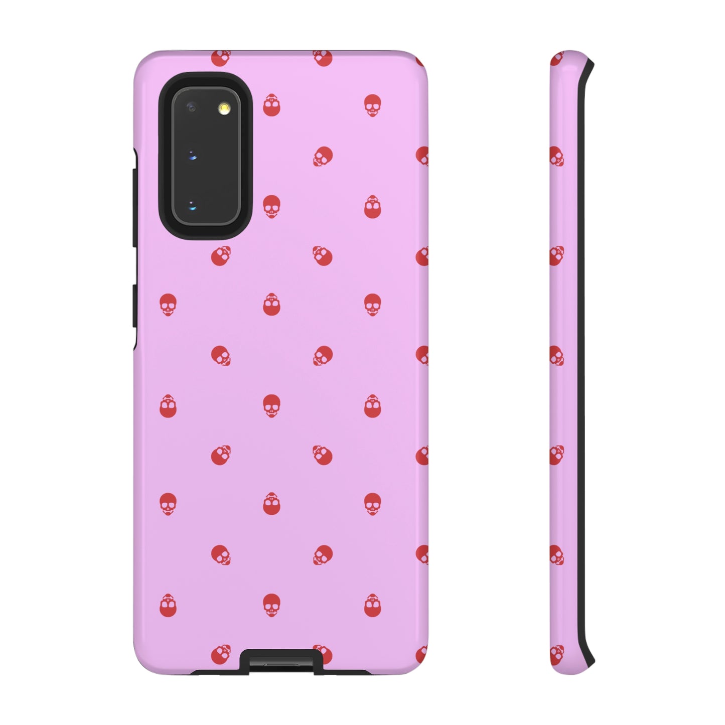 Tough Cases for Iphone, Samsung, Pixel - Luscious Red Skulls on Fondant Pink