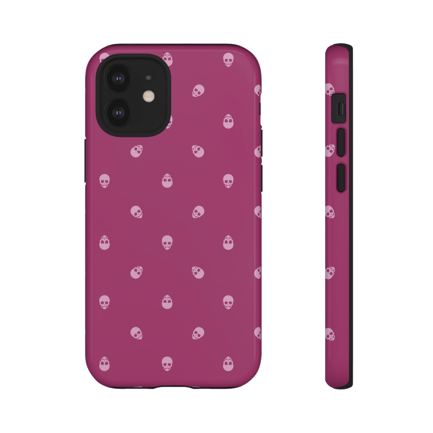 Tough Cases for Iphone, Samsung, Pixel - Fondant Pink Skulls Pattern on Orchid Flower