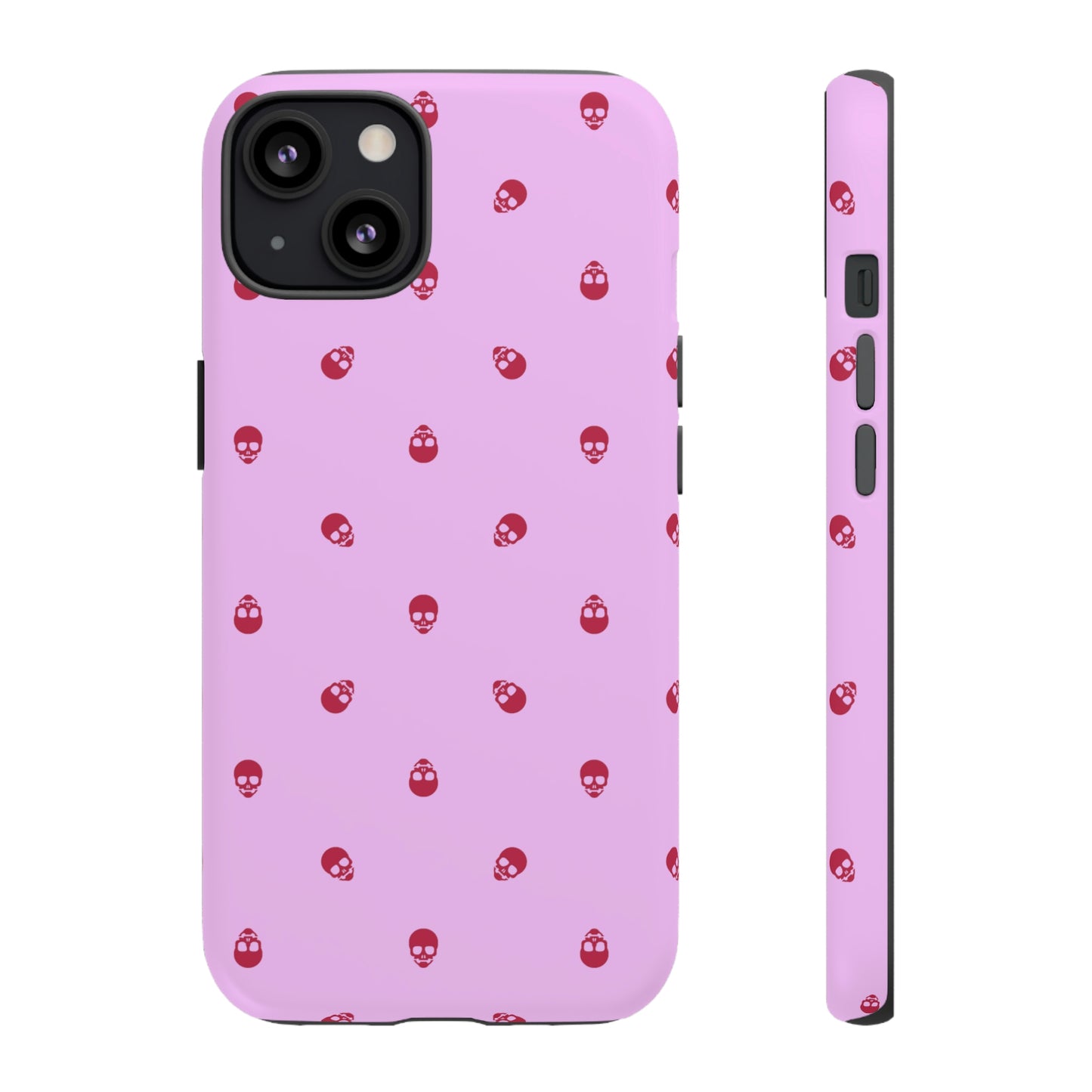 Tough Cases for Iphone, Samsung, Pixel - Viva Magenta Skulls Pattern on Fondant Pink