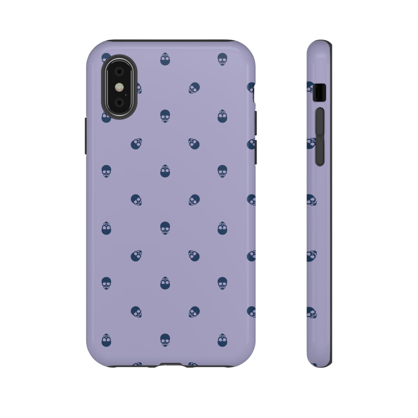 Tough Cases for Iphone, Samsung, Pixel - Lazuli Blue Skulls Pattern on Digital Lavender