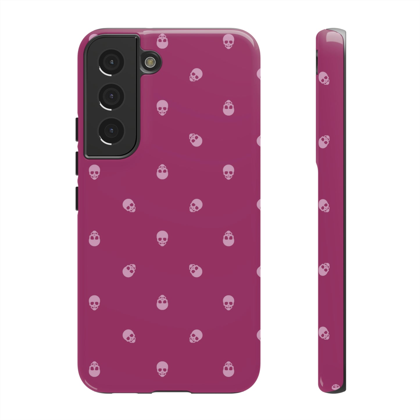 Tough Cases for Iphone, Samsung, Pixel - Fondant Pink Skulls Pattern on Orchid Flower