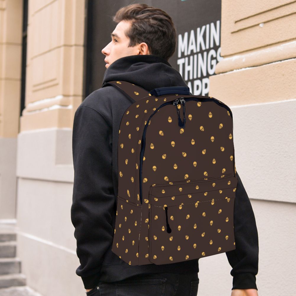 Backpack in Dark Oak with Honeycomb Skull Pattern