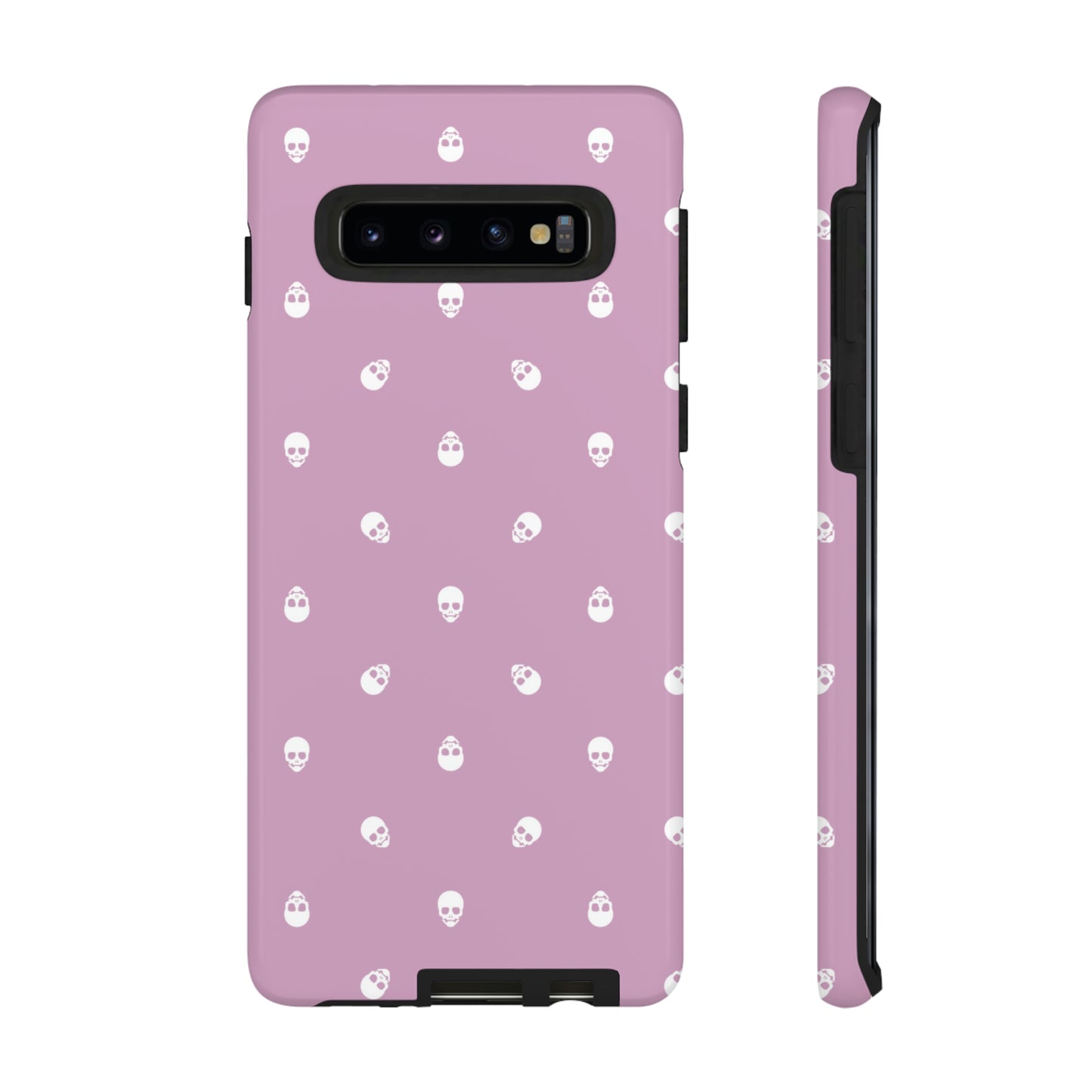 Tough Cases for Iphone, Samsung, Pixel - White Skulls Pattern on Fondant Pink