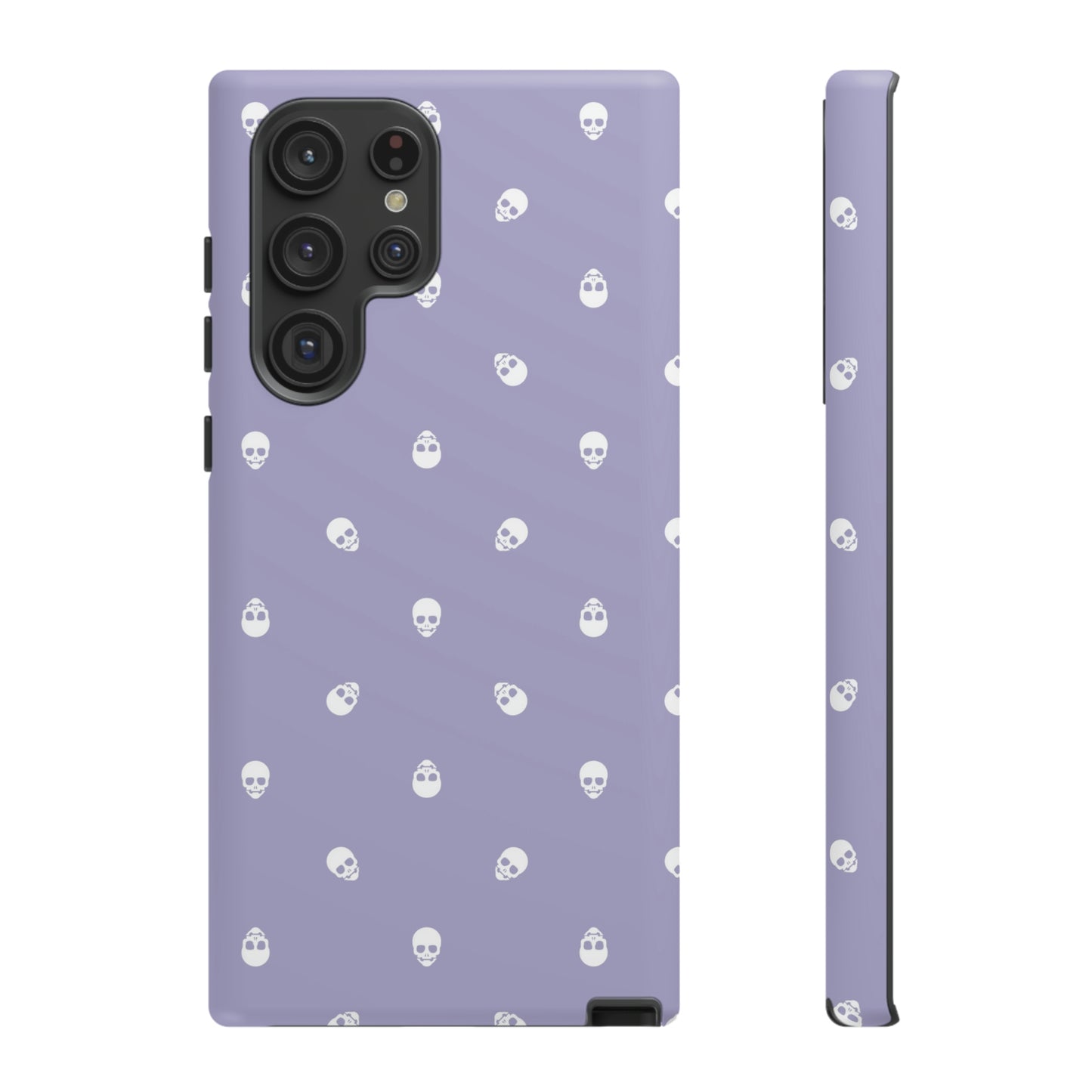 Tough Cases for Iphone, Samsung, Pixel - White Skulls Pattern on Digital Lavender