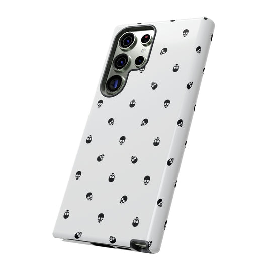 Tough Cases for Iphone, Samsung, Pixel - Black Skull Pattern on White