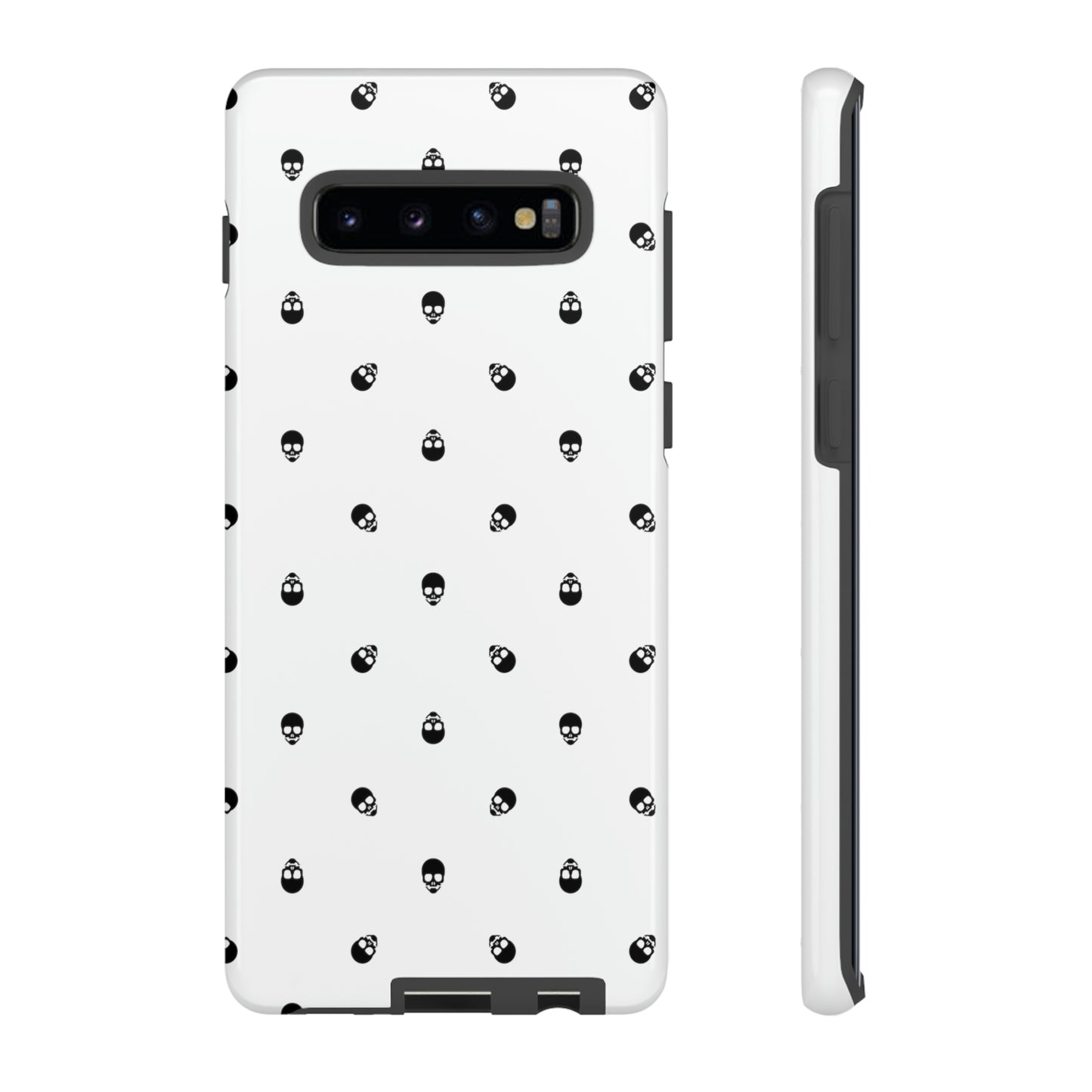 Tough Cases for Iphone, Samsung, Pixel - Black Skull Pattern on White