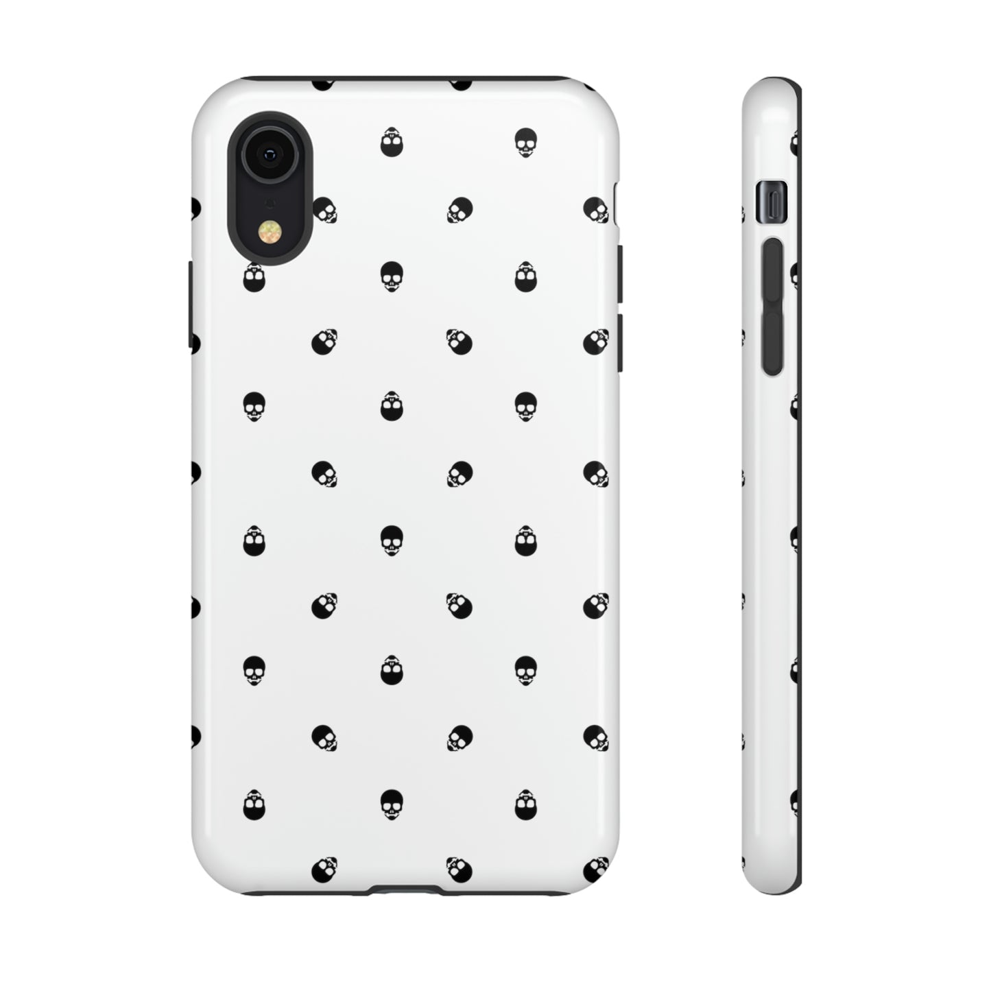 Tough Cases for Iphone, Samsung, Pixel - Black Skull Pattern on White