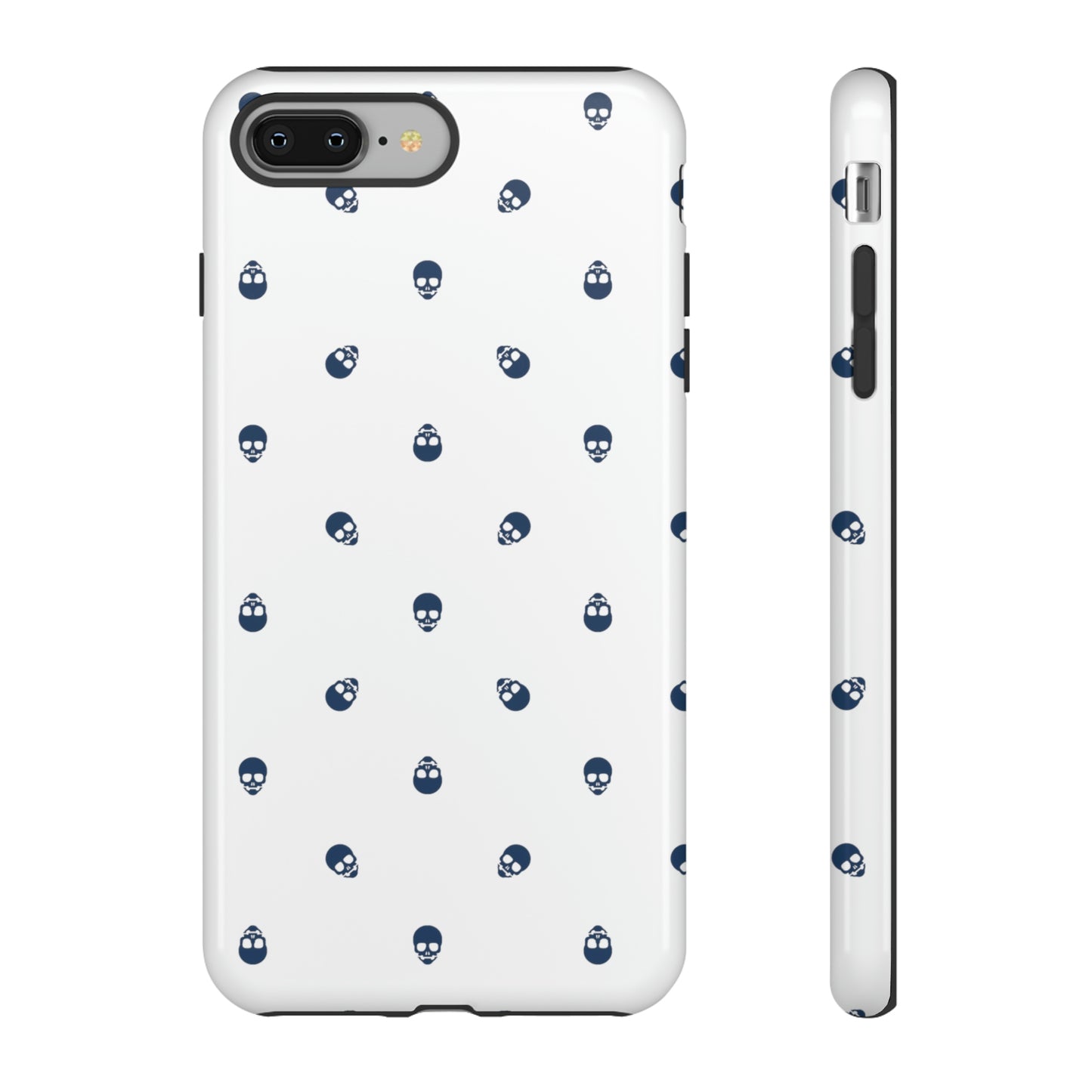 Tough Cases for Iphone, Samsung, Pixel - Lazuli Blue Skulls Pattern on White