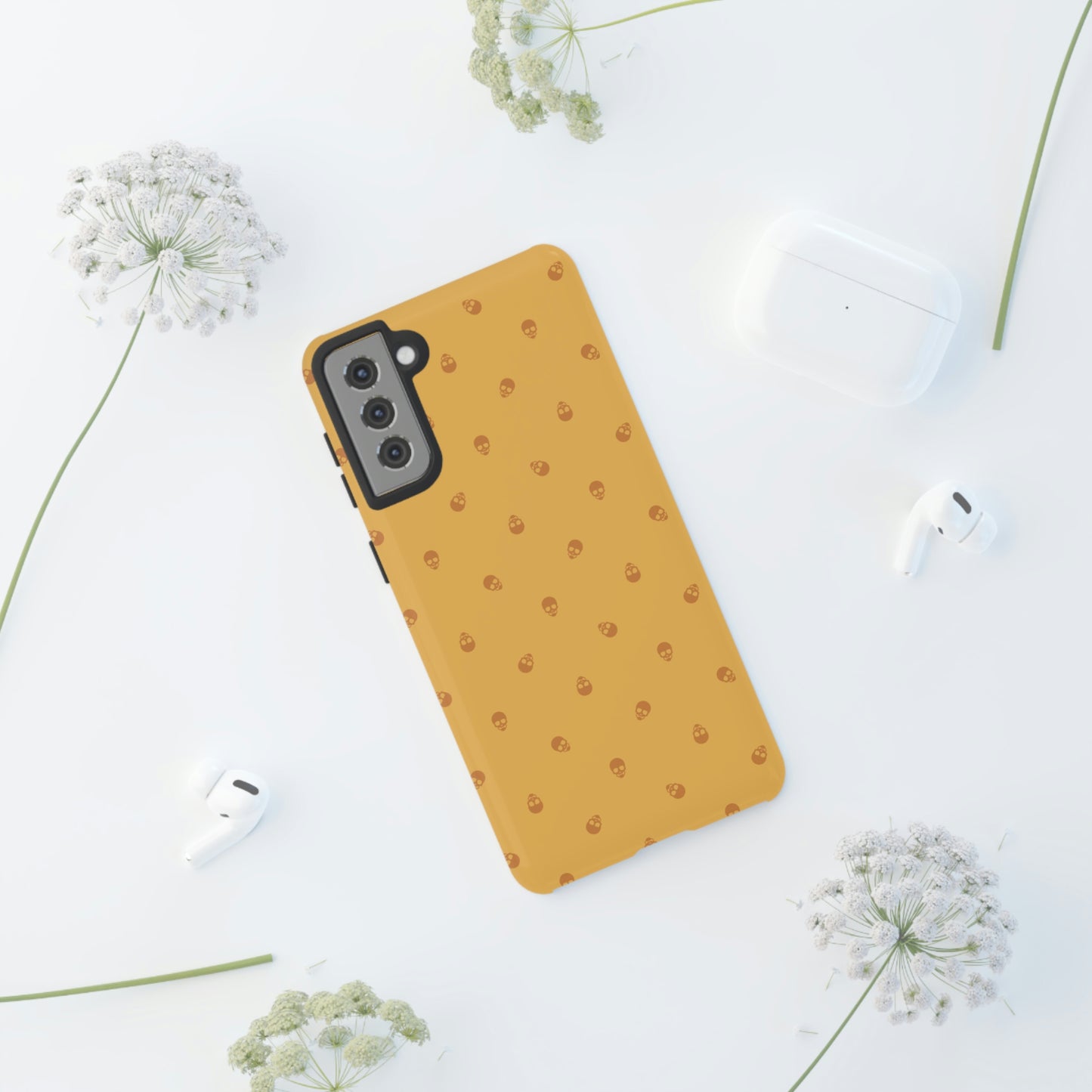 Tough Cases for Iphone, Samsung, Pixel - Sundial Skulls Pattern on Honeycomb