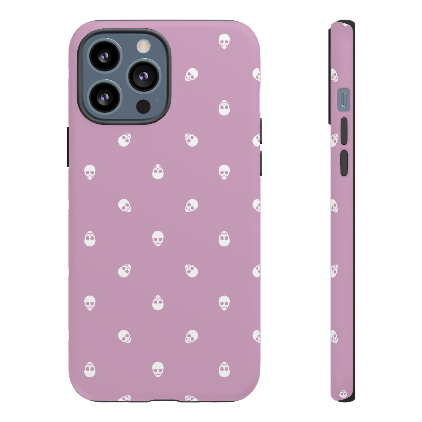 Tough Cases for Iphone, Samsung, Pixel - White Skulls Pattern on Fondant Pink