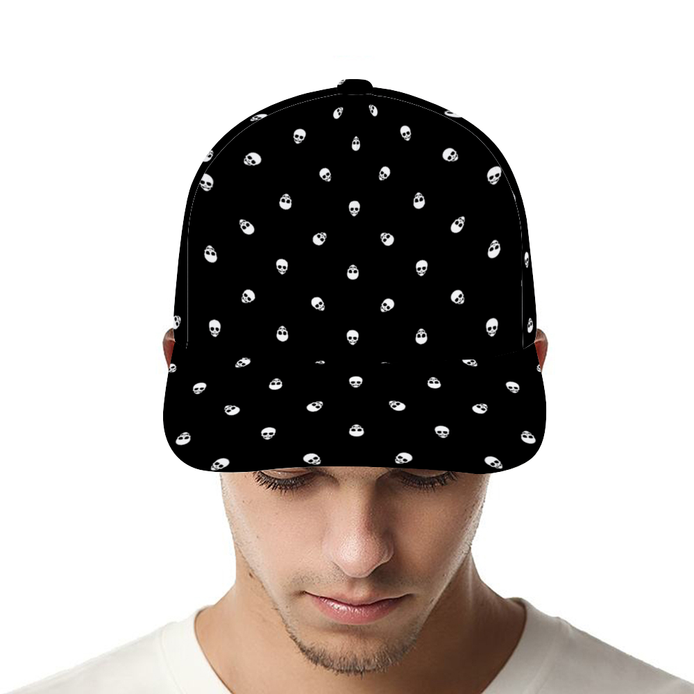 Black with White Skulls Baseball Cap