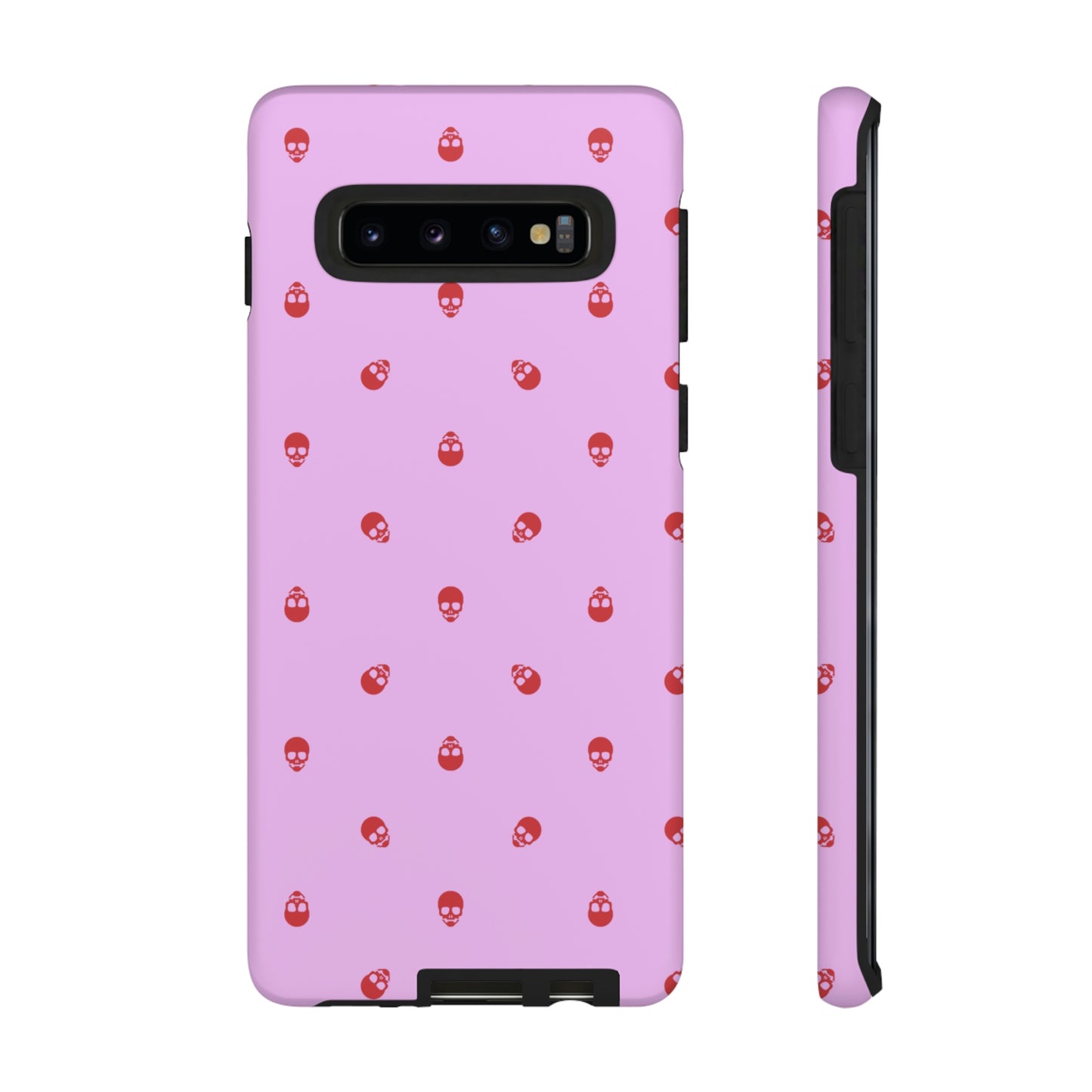 Tough Cases for Iphone, Samsung, Pixel - Luscious Red Skulls on Fondant Pink