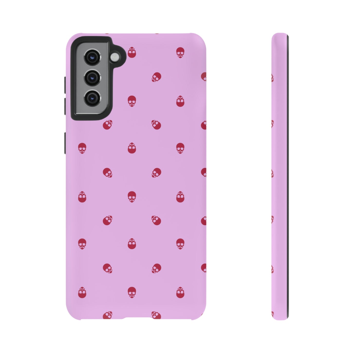 Tough Cases for Iphone, Samsung, Pixel - Viva Magenta Skulls Pattern on Fondant Pink