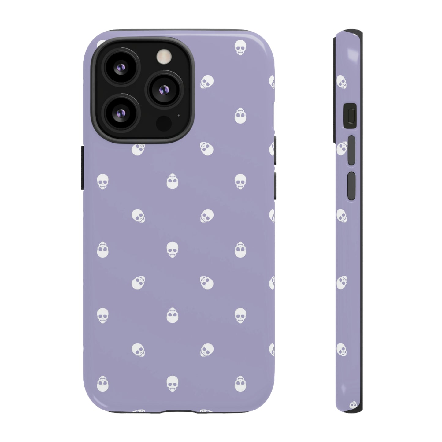 Tough Cases for Iphone, Samsung, Pixel - White Skulls Pattern on Digital Lavender