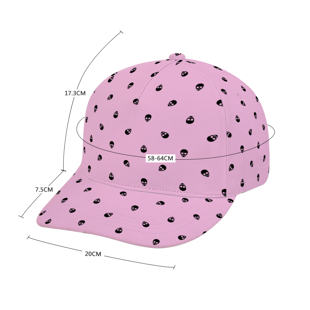 Fondant Pink with Black Skulls Baseball Cap