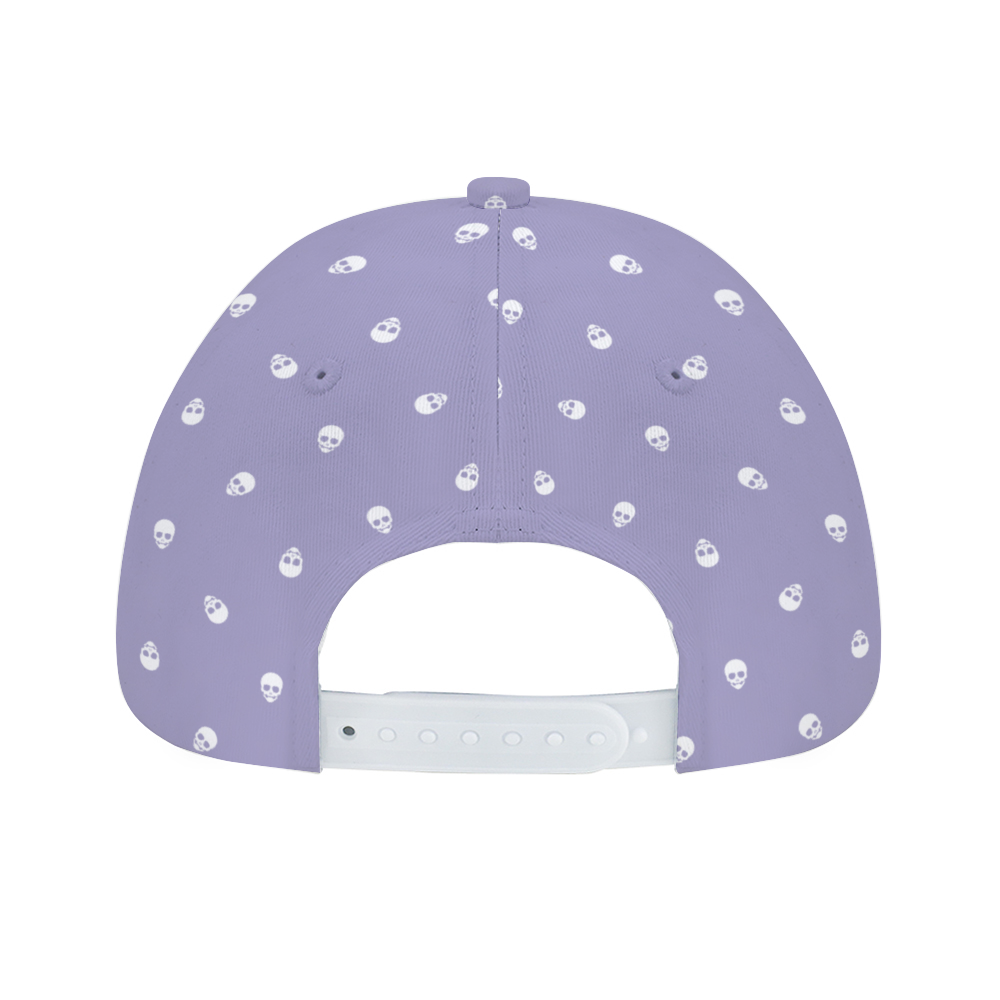 Digital Lavender with White Skulls Baseball Cap