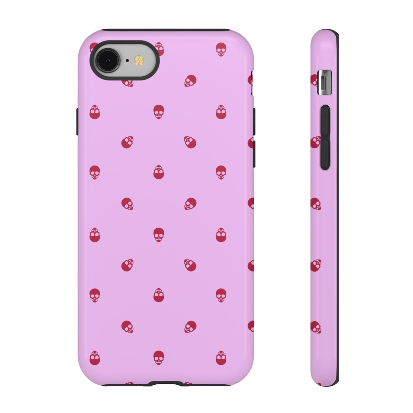 Tough Cases for Iphone, Samsung, Pixel - Viva Magenta Skulls Pattern on Fondant Pink