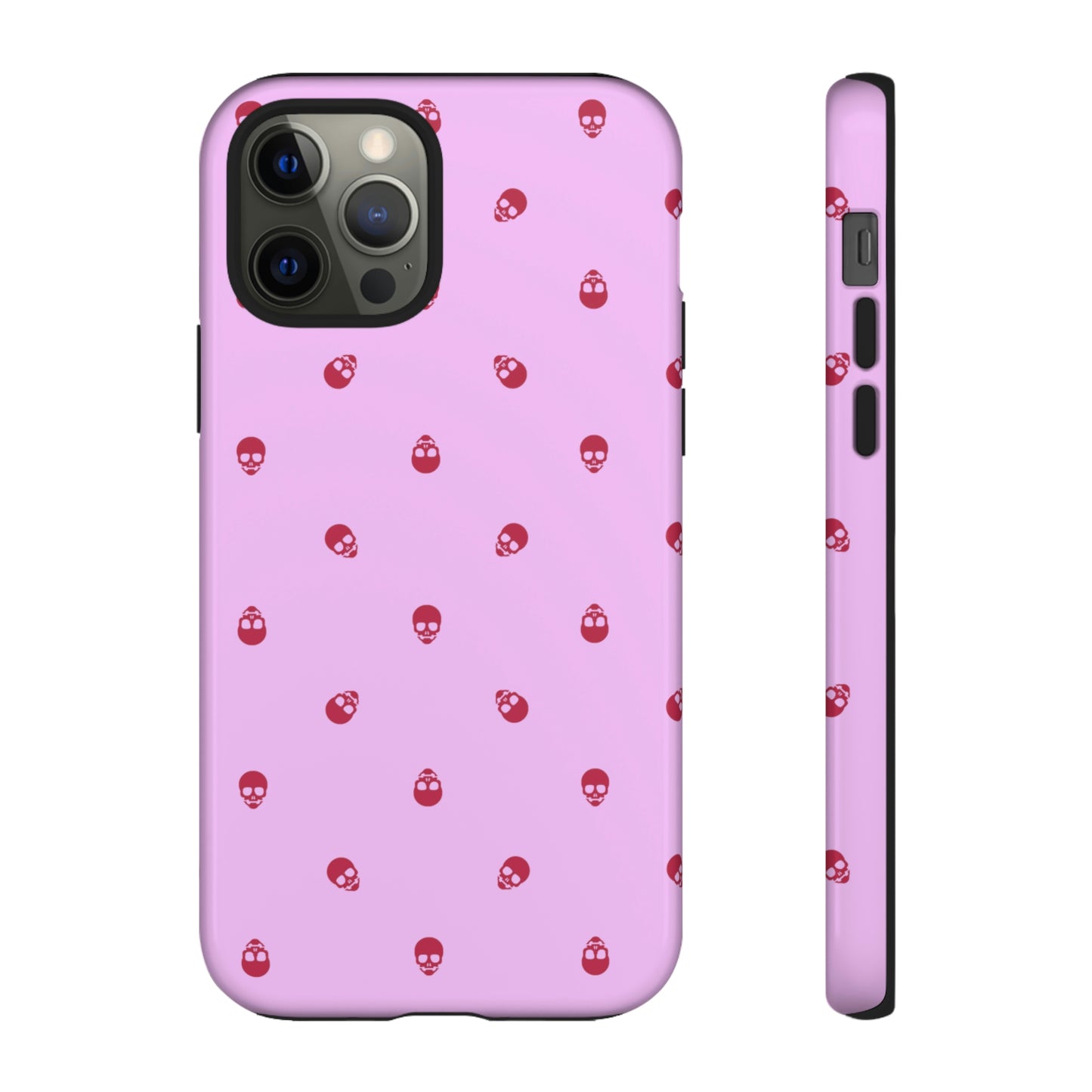 Tough Cases for Iphone, Samsung, Pixel - Viva Magenta Skulls Pattern on Fondant Pink