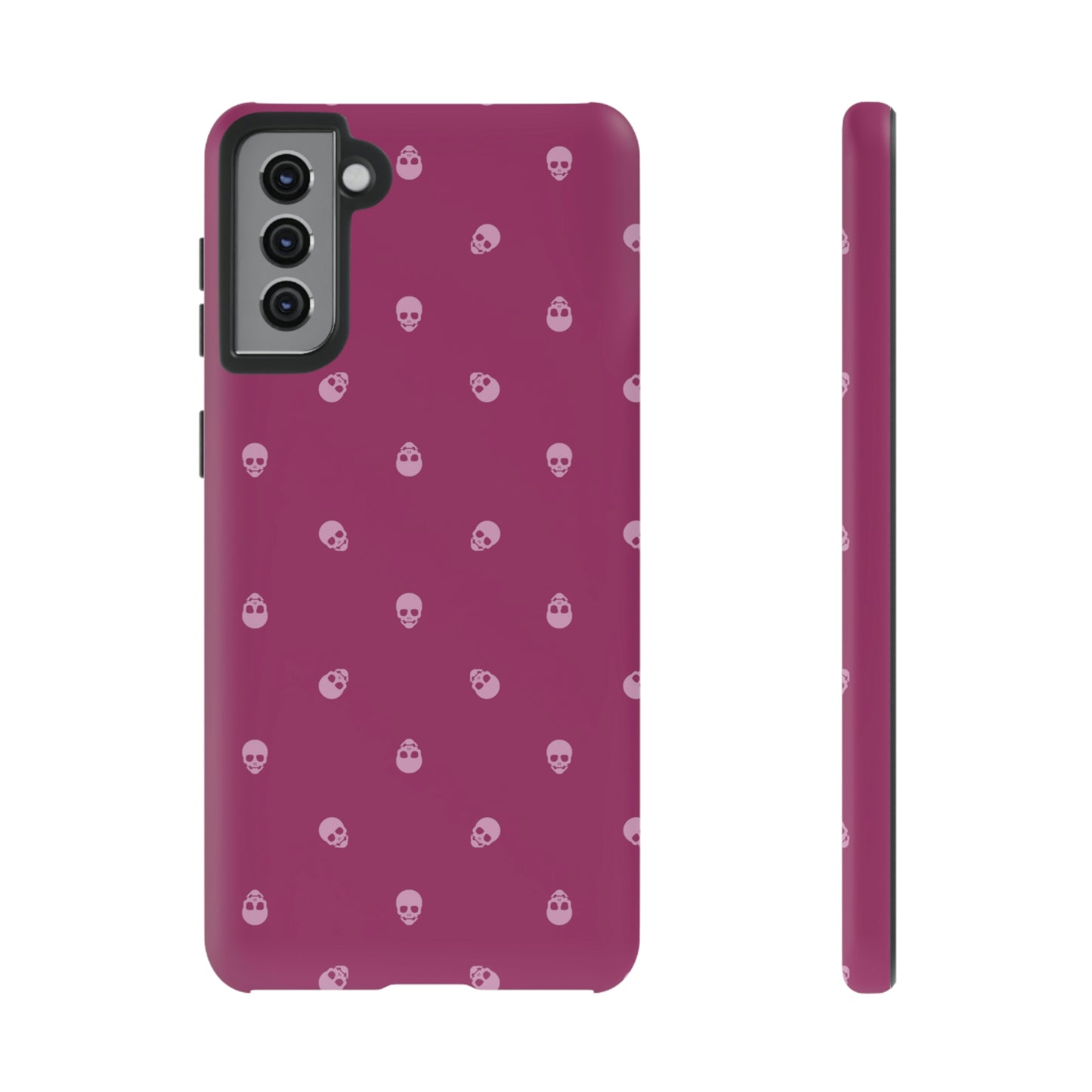 Tough Cases for Iphone, Samsung, Pixel - Fondant Pink Skulls Pattern on Orchid Flower