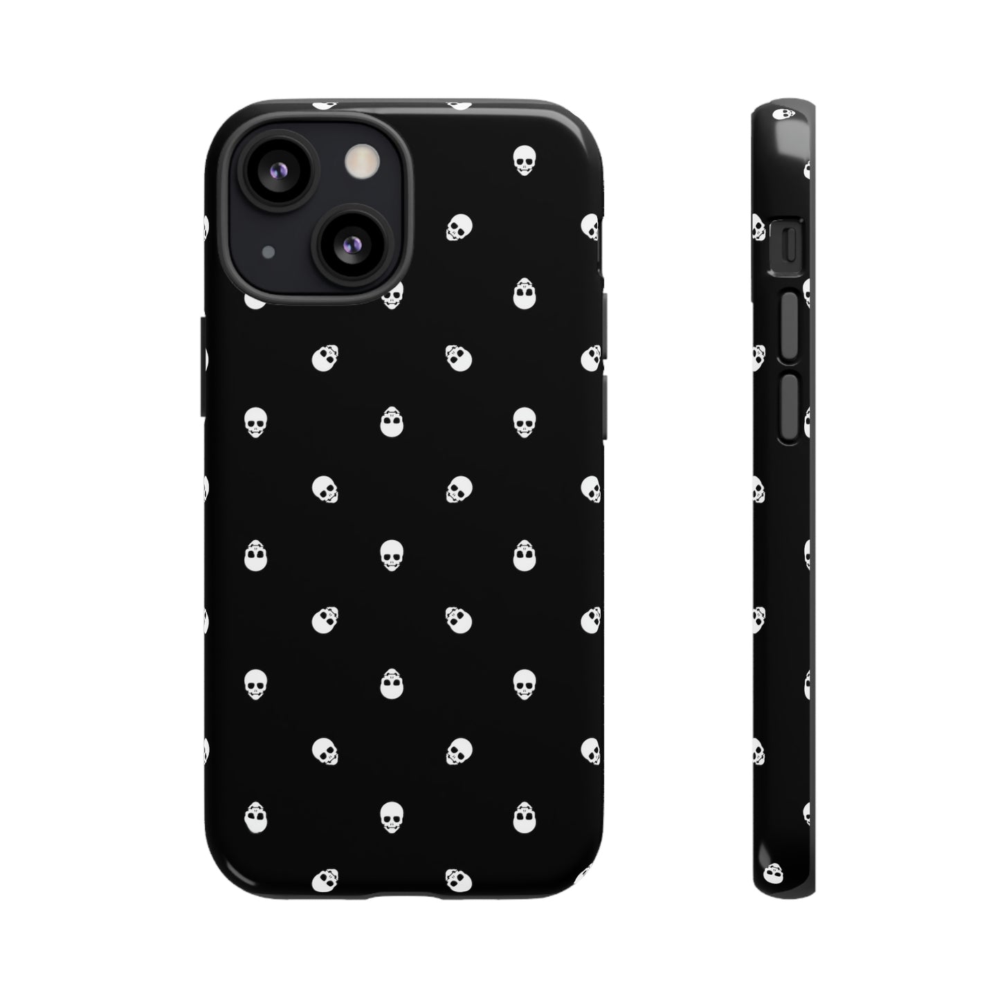 Tough Cases for Iphone, Samsung, Pixel - White Skulls on Black