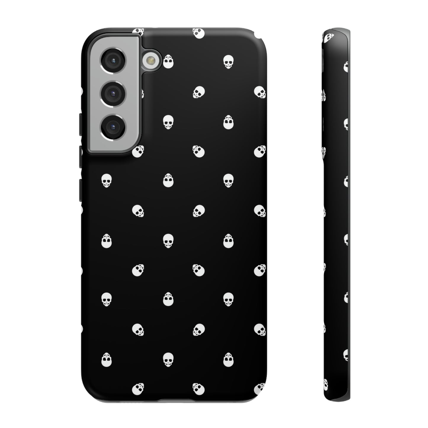 Tough Cases for Iphone, Samsung, Pixel - White Skulls on Black