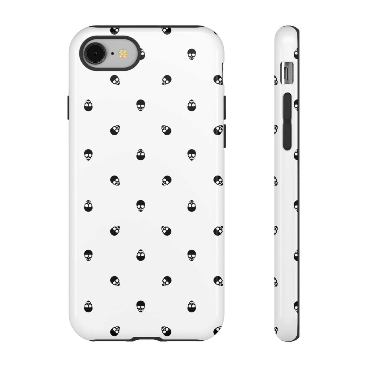 Tough Cases for Iphone, Samsung, Pixel - Black Skull Pattern on White