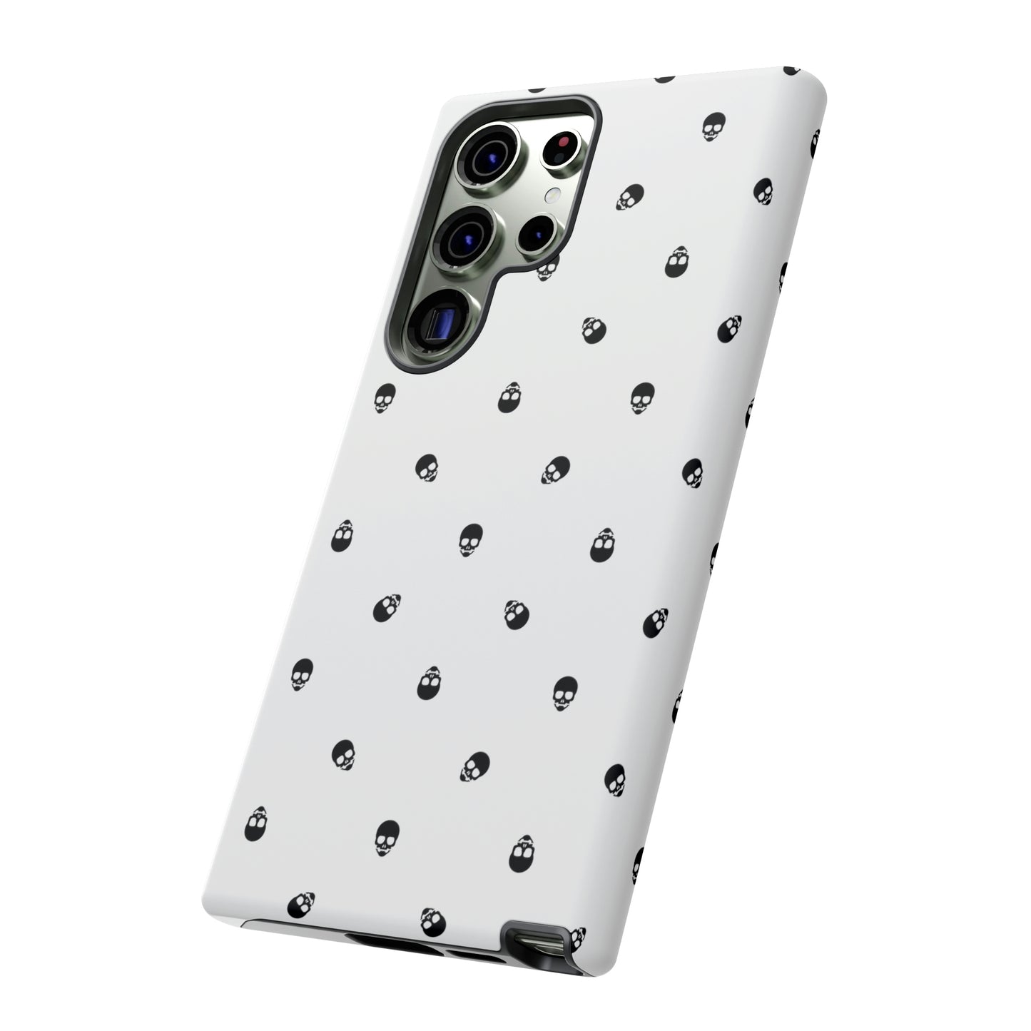 Tough Cases for Iphone, Samsung, Pixel - Black Skull Pattern on White