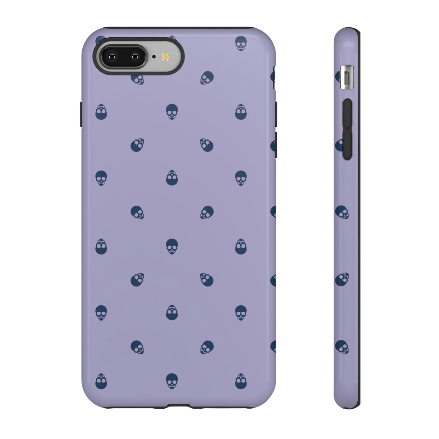 Tough Cases for Iphone, Samsung, Pixel - Lazuli Blue Skulls Pattern on Digital Lavender