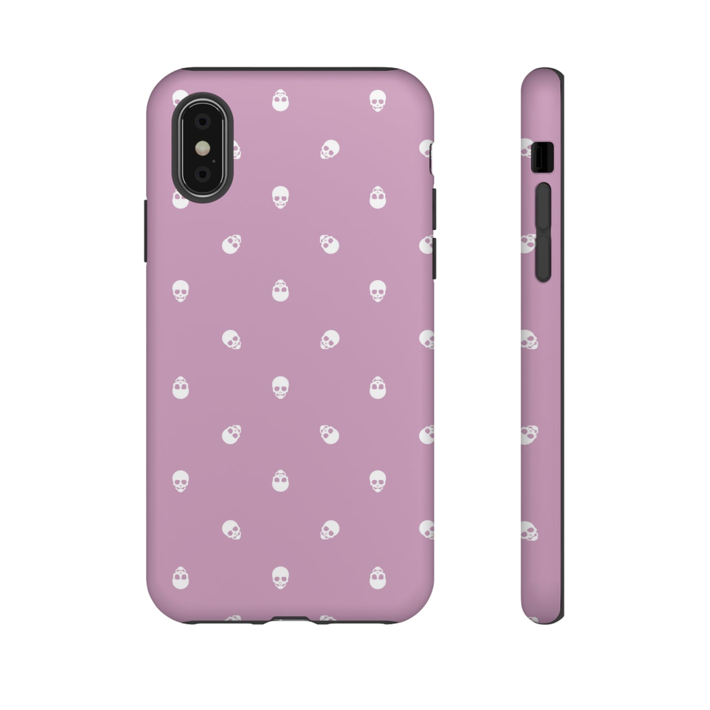 Tough Cases for Iphone, Samsung, Pixel - White Skulls Pattern on Fondant Pink