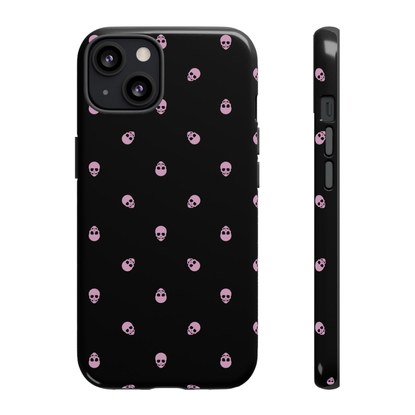 Tough Cases for Iphone, Samsung, Pixel - Fondant Pink Skulls Pattern on Black